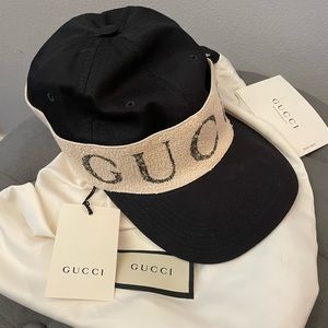 Brand New GUCCI Gabardine Gucci band Baseball Hat size S-M|57cm in Black